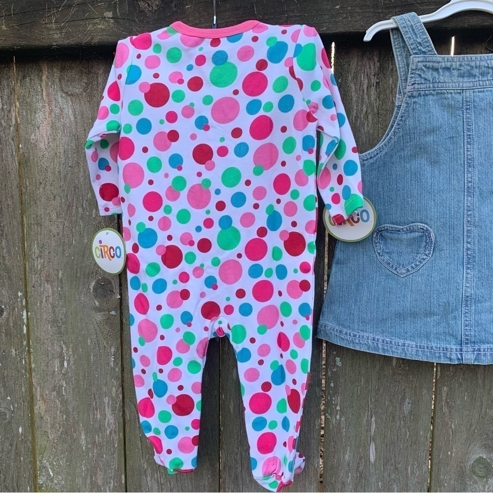 CIRCO outfit bundle Denim overall jumper dress bodysuit sleeper set spring fall - Picture 12 of 12